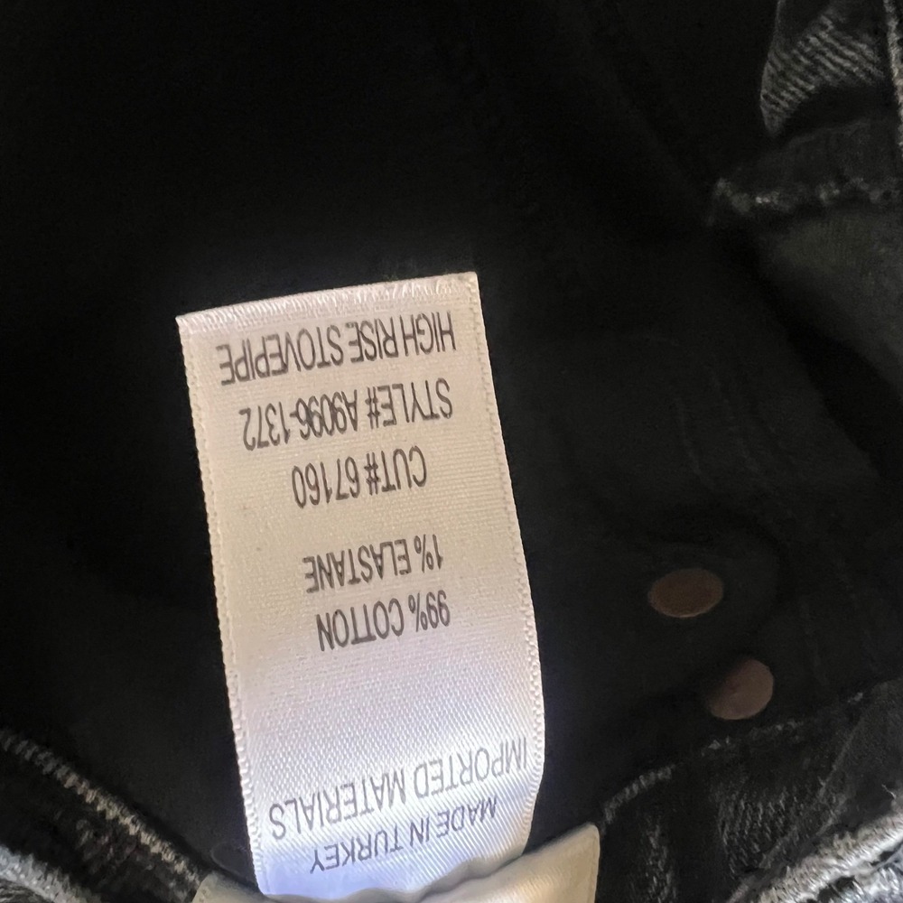 AGOLDE Los Angeles High Rise Stove Pipe Denim‎ Jeans Black Wash Size 29 - Picture 7 of 8